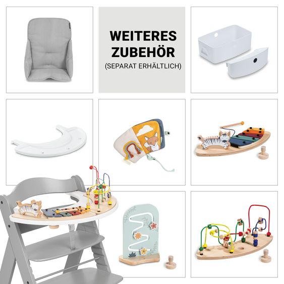 Hauck Hochstuhl Alpha Plus Grey - im Sparset inkl. Baby Seat + Baby Seatpad + Click Tray