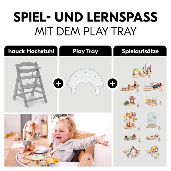 Hauck Hochstuhl Alpha Plus Grey - im Sparset inkl. Baby Seat + Baby Seatpad + Click Tray
