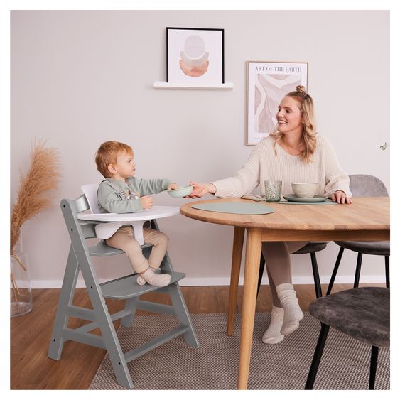 Hauck Hochstuhl Alpha Plus Grey - im Sparset inkl. Baby Seat + Baby Seatpad + Click Tray