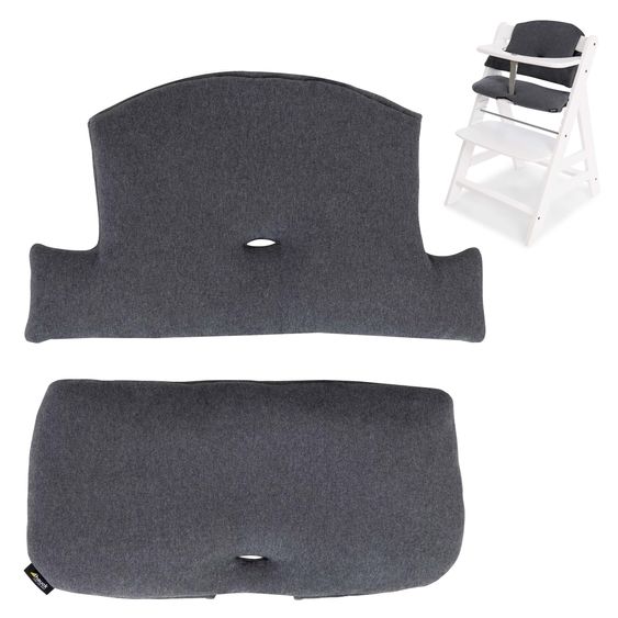 Hauck Hochstuhl Alpha Plus Grey - im Sparset inkl. Essbrett Wooden Tray + Sitzkissen Jersey Charcoal