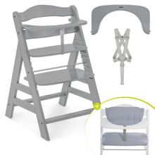 Highchair Alpha Plus Grey - in the value set incl. seat cushion Stretch Grey
