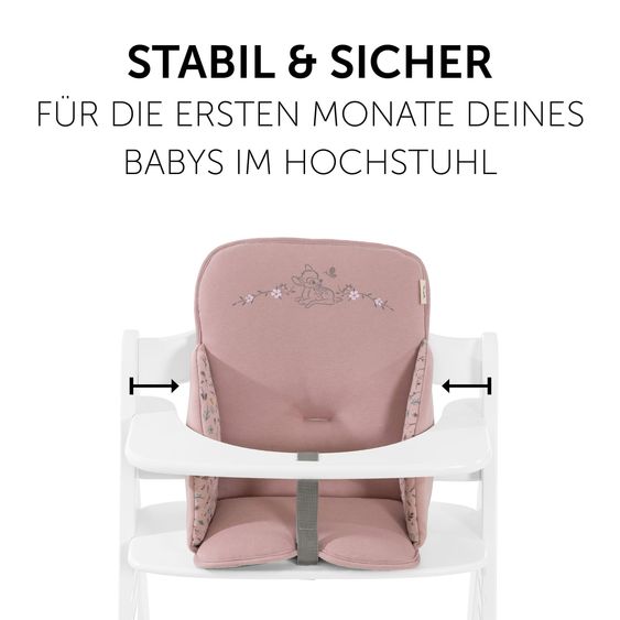 Hauck Hochstuhl Alpha Plus Grey - im Sparset inkl. Sitzverkleinerer Bambi Rose - Disney