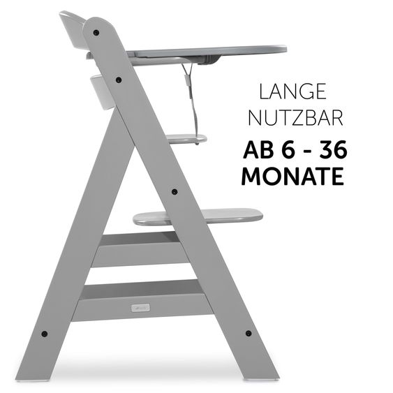 Hauck Hochstuhl Alpha Plus Grey - im Sparset inkl. Sitzverkleinerer + Essbrett