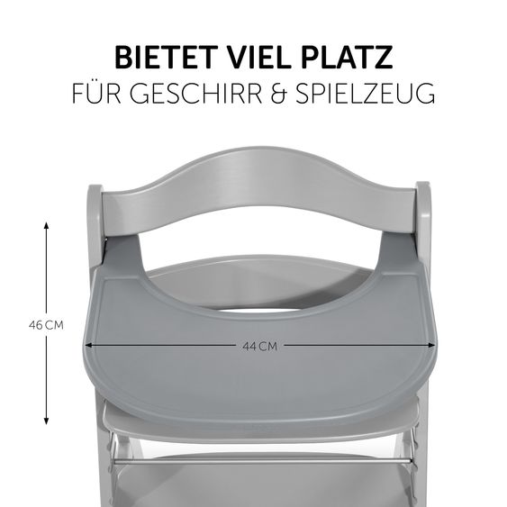 Hauck Hochstuhl Alpha Plus Grey - im Sparset inkl. Sitzverkleinerer + Essbrett