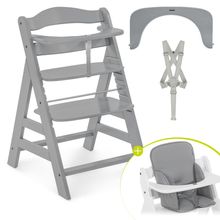 Hochstuhl Alpha Plus Grey - im Sparset inkl. Sitzverkleinerer Stretch Grey