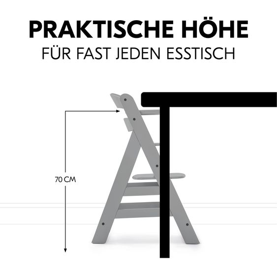 Hauck Hochstuhl Alpha Plus Grey - im Sparset inkl. Sitzverkleinerer Stretch Grey