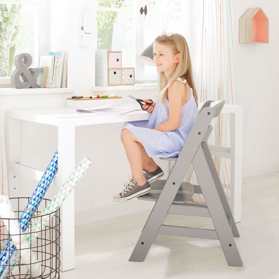 Hauck Hochstuhl Alpha Plus Grey - im Sparset inkl. Sitzverkleinerer Stretch Grey