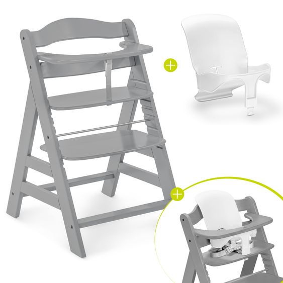 Hauck Hochstuhl Alpha Plus - im Sparset inkl. Baby Seat - Grey