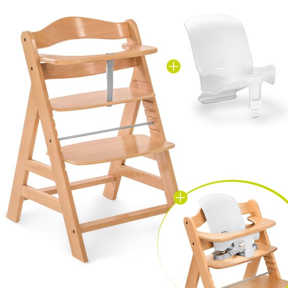 Hauck Hochstuhl Alpha Plus - im Sparset inkl. Baby Seat - Natur