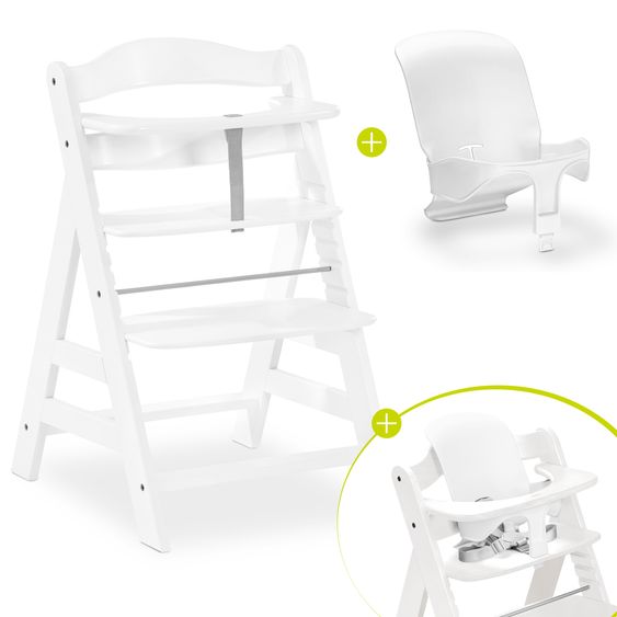 Hauck Hochstuhl Alpha Plus - im Sparset inkl. Baby Seat - White