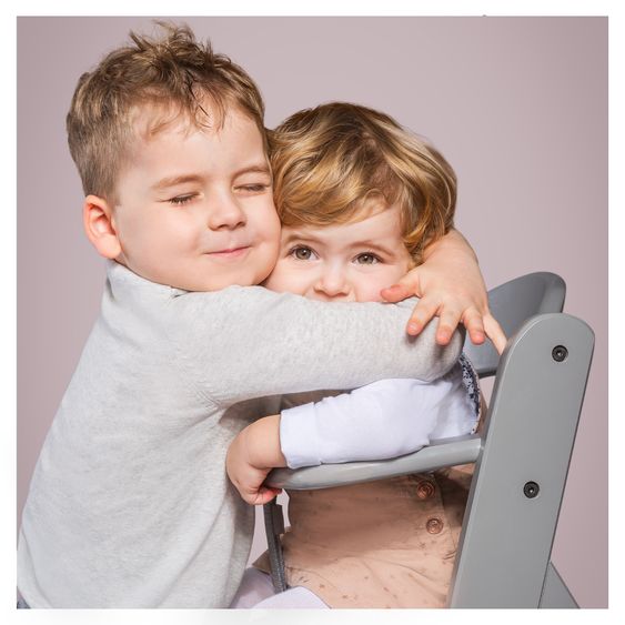 Hauck Hochstuhl Alpha Plus - im Sparset inkl. Sitzkissen Deluxe in Grau - Grey