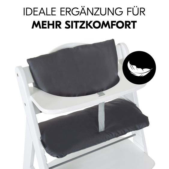 Hauck Hochstuhl Alpha Plus - im Sparset inkl. Sitzkissen Deluxe in Grau - Grey