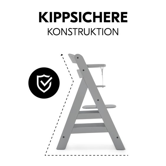 Hauck Hochstuhl Alpha Plus - im Sparset inkl. Sitzkissen Deluxe in Grau - Grey