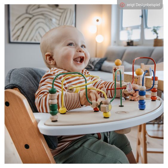 Hauck Hochstuhl Alpha Plus - im Sparset inkl. Sitzkissen Deluxe in Grau - Natur