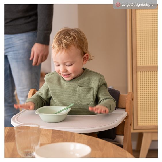 Hauck Hochstuhl Alpha Plus - im Sparset inkl. Sitzkissen Deluxe in Grau - Natur