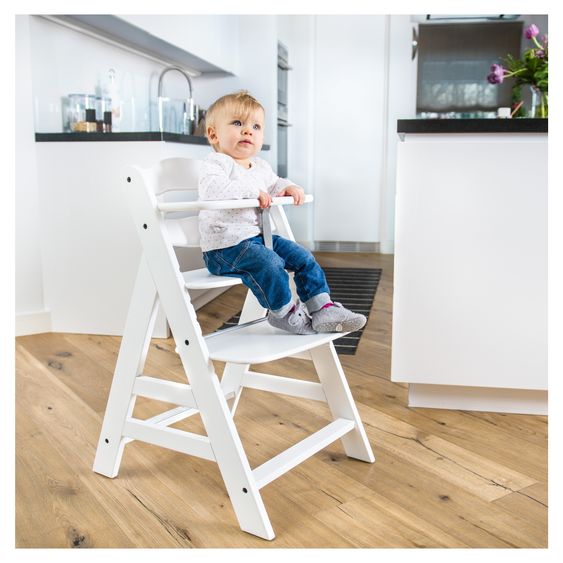 Hauck Hochstuhl Alpha Plus - im Sparset inkl. Sitzkissen Deluxe in Grau - White