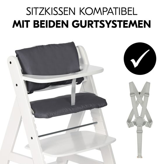 Hauck Hochstuhl Alpha Plus - im Sparset inkl. Sitzkissen Deluxe in Grau - White