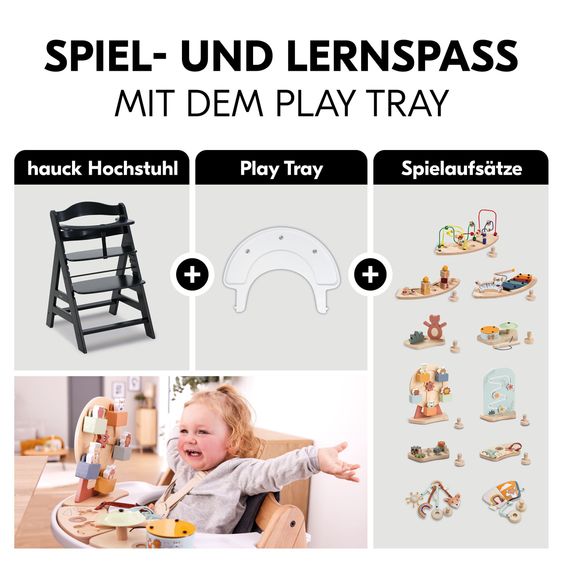 Hauck Hochstuhl Alpha Plus - im Sparset inkl. Sitzkissen Minnie Grey - Disney Deluxe - Black