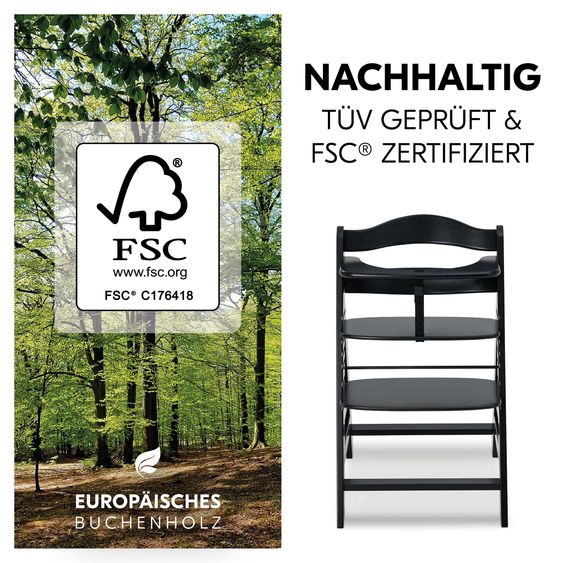 Hauck Hochstuhl Alpha Plus - im Sparset inkl. Sitzkissen Winnie Pooh Grey - Disney Deluxe - Black
