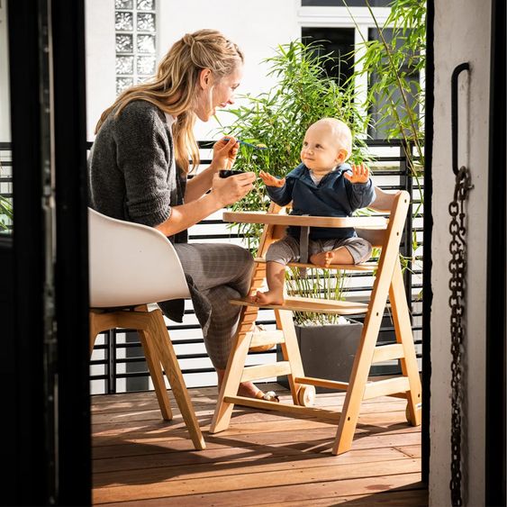 Hauck High chair Alpha Plus Move - with dining board and casters - Nature