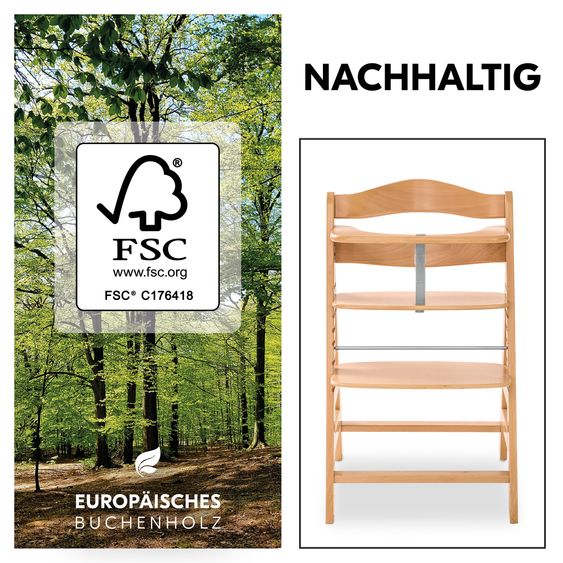 Hauck Alpha Plus High Chair - Nature