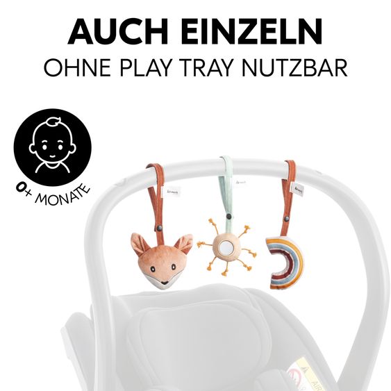 Hauck Hochstuhl Alpha Plus Natur im Sparset - inkl. Sitzkissen + Play Tray Basis + Spielring Play Catching mit 3 Stoff-Figuren