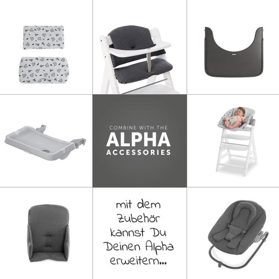 Hauck High chair Alpha Plus Rose - in economy set incl. seat cushion Deluxe Grey - Pink