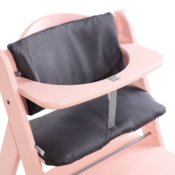 Hauck High chair Alpha Plus Rose - in economy set incl. seat cushion Deluxe Grey - Pink