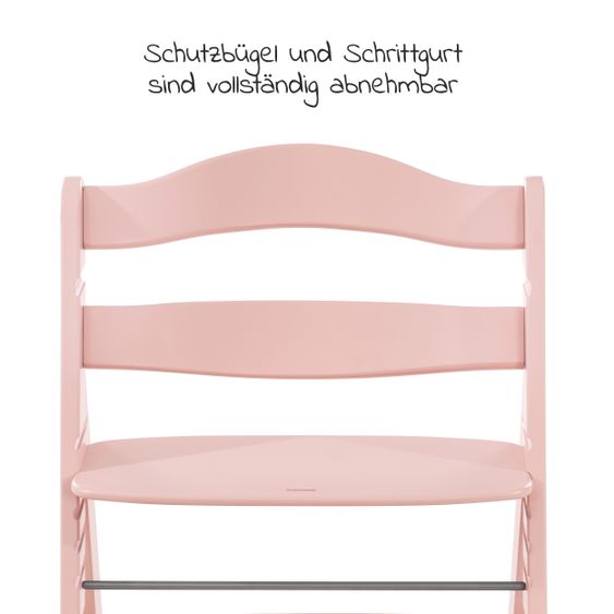 Hauck Hochstuhl Alpha Plus Rose - im Sparset inkl. Sitzkissen Jersey Charcoal - Rosa