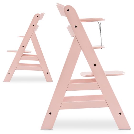 Hauck Hochstuhl Alpha Plus Rose - im Sparset inkl. Sitzkissen Jersey Charcoal - Rosa