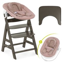 Seggiolone Alpha Plus Select Set Newborn 4 pz. - incl. 2in1 Babyaufsatz & Dondolo Disney Bambi Rose + Tavoletta pappa - Carbone