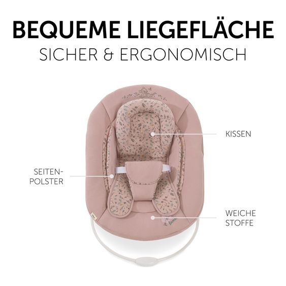 Hauck Hochstuhl Alpha Plus Select 4-tlg. Newborn Set - inkl. 2in1 Babyaufsatz & Wippe Disney Bambi Rose + Essbrett - Charcoal