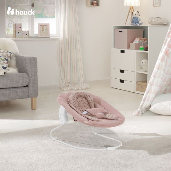 Hauck Hochstuhl Alpha Plus Select 4-tlg. Newborn Set - inkl. 2in1 Babyaufsatz & Wippe Disney Bambi Rose + Essbrett - Charcoal