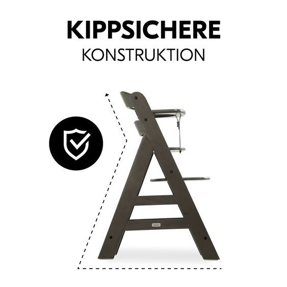 Hauck Hochstuhl Alpha Plus Select 4-tlg. Newborn Set - inkl. 2in1 Babyaufsatz & Wippe Disney Bambi Rose + Essbrett - Charcoal