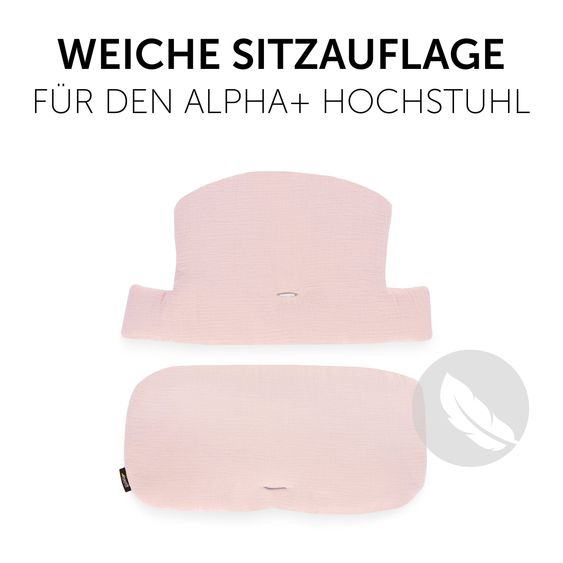 Hauck Hochstuhl Alpha Plus Select Charcoal Hochstuhl Alpha Plus Select Charcoal - im Sparset inkl. Sitzkissen Muslin Mineral Rose + Essbrett + 2 Silikonteller