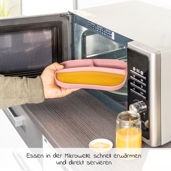 Hauck Hochstuhl Alpha Plus Select Charcoal Hochstuhl Alpha Plus Select Charcoal - im Sparset inkl. Sitzkissen Muslin Mineral Rose + Essbrett + 2 Silikonteller