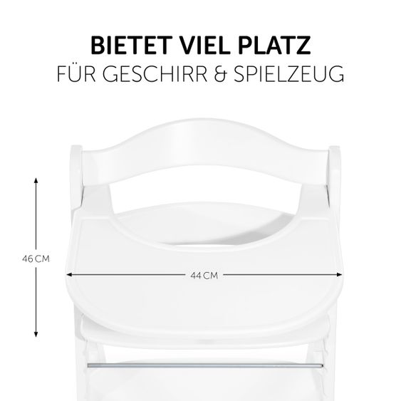 Hauck High chair Alpha Plus White - in economy set incl. dining board Click Tray and seat cushion Waffle Pique Grey
