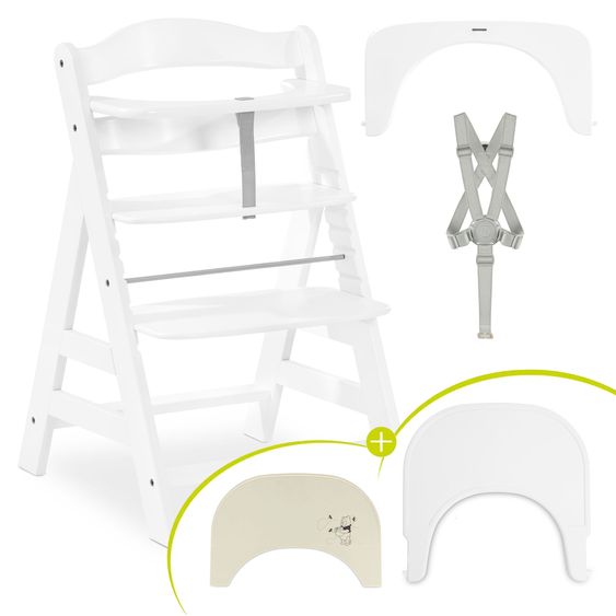 Hauck Seggiolone Alpha Plus White - in set risparmio incl. vassoio da pappa Click Tray + copertura in silicone Winnie Pooh Dusty Beige - Disney
