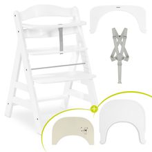 Seggiolone Alpha Plus White - in set risparmio incl. vassoio da pappa Click Tray + copertura in silicone Winnie Pooh Dusty Beige - Disney