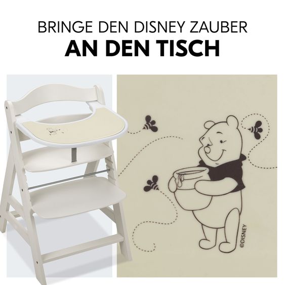 Hauck Seggiolone Alpha Plus White - in set risparmio incl. vassoio da pappa Click Tray + copertura in silicone Winnie Pooh Dusty Beige - Disney