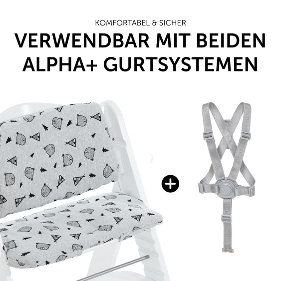 Hauck Hochstuhl Alpha Plus White - im Sparset inkl. Essbrett Click Tray + Sitzkissen Nordic Grey