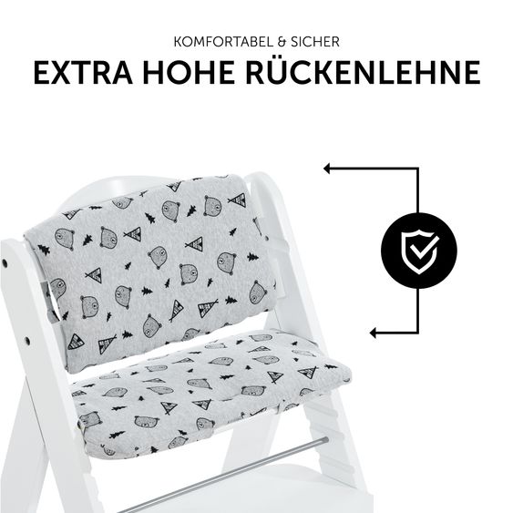 Hauck Seggiolone Alpha Plus White - in un set di risparmio con tavoletta da pranzo Click Tray + cuscino di seduta Nordic Grey