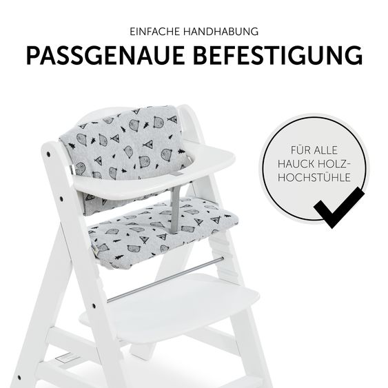 Hauck Hochstuhl Alpha Plus White - im Sparset inkl. Essbrett Click Tray + Sitzkissen Nordic Grey