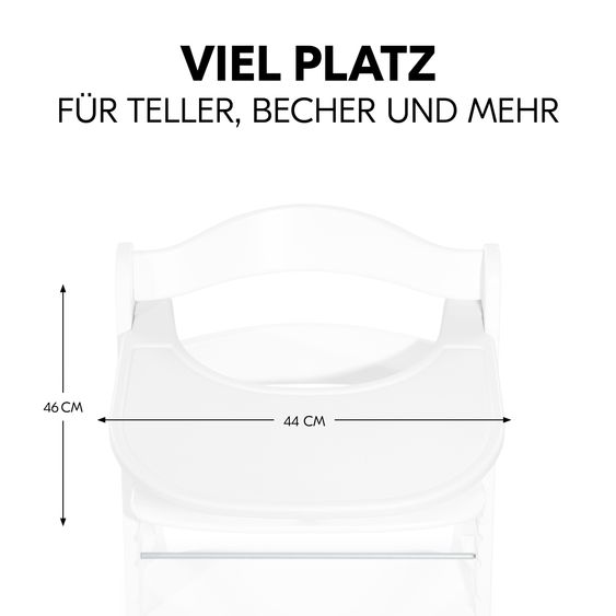 Hauck Hochstuhl Alpha Plus White - im Sparset inkl. Essbrett Click Tray + Sitzkissen Nordic Grey