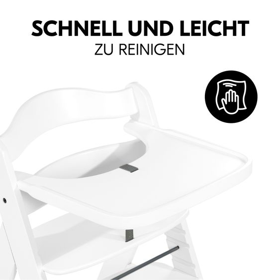 Hauck 2-pc. Alpha Plus Saver Set - High Chair + Wooden Tray + Deluxe Seat Cushion in Melange Charcoal - White