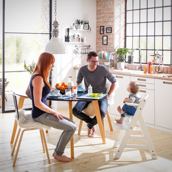 Hauck 2-pc. Alpha Plus Saver Set - High Chair + Wooden Tray + Deluxe Seat Cushion in Melange Charcoal - White