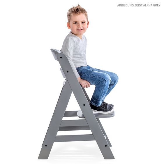 Hauck High chair Alpha Plus White - in economy set incl. seat cushion Jersey Charcoal - White