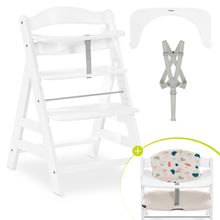 Highchair Alpha Plus White - in the value set incl. seat cushion Jersey Organic