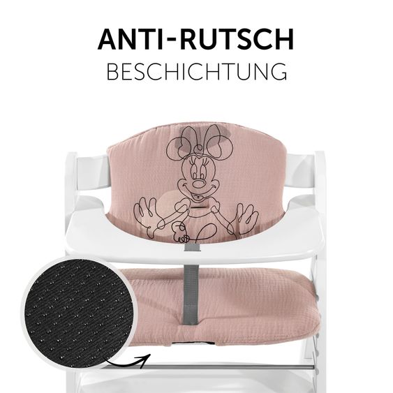 Hauck High Chair Alpha Plus White - in the value set incl. seat cushion Minnie Mouse Rose - Disney