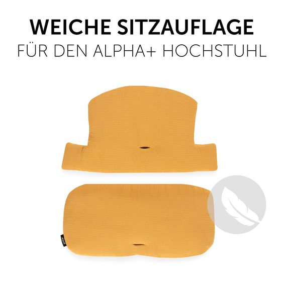 Hauck Hochstuhl Alpha Plus White - im Sparset inkl. Sitzkissen Muslin Honey
